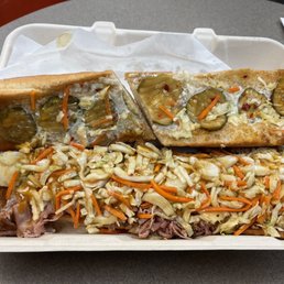 Large BBQ Cuban sub is delicious! The best part is the sweet BBQ sauce and spicy pickle chips.