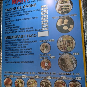 Mary's Tacos - Menu - Tacos Near Me