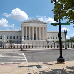 Supreme Court of the United States - Nine-foot high temporary fencing surrounds the Supreme Court building in Washington post-Roe