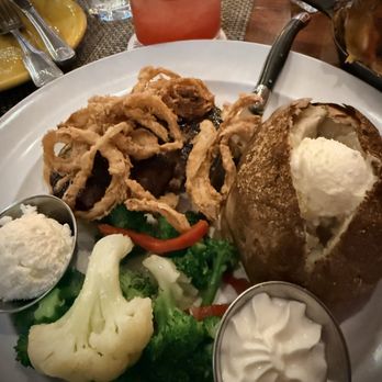 HiFalutin Rapid Western Grill - Grilled sirloin with baked potato, veggies, and onion straws - Steakhouses Near Me - Tucson, Arizona