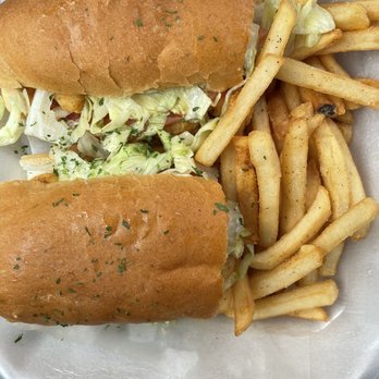 Sleepy's Poboys - Fried Shrimp Poboy with fries - Cajun/Creole Near Me - Houston, Texas Sleepy's Poboys - Fried Shrimp Poboy with fries - Cajun/Creole Near Me - Houston, Texas