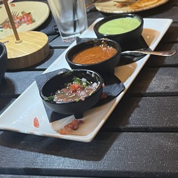 Mi Amor Restaurant - Salsa Trio Creamy Salsa Verde, Molcajete Salsa Roja, Pico de Gallo served with Homemade chips - Empanadas Near Me - Evergreen Park, Illinois