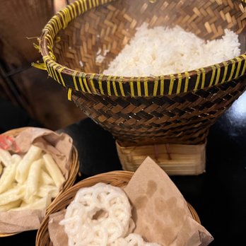 Kartika - Crackers for appetizers with 3 different dipping sauce & bowl of rice. - Indonesian Near Me - Amsterdam, New Hampshire
