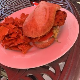 Crispy chicken sandwich HUGE Crispy chicken sandwich HUGE
