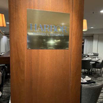 Harbor Bistro + Terrace - Placard inside the Portland Harbor hotel. - Seafood Near Me - Portland, Maine Harbor Bistro + Terrace - Placard inside the Portland Harbor hotel. - Seafood Near Me - Portland, Maine