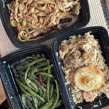 3+3 Lanzhou Ramen - B3.Chicken Stir-Fried Hand Pulled Noodle-18.Dry Fried String Beans-16.Hose Special Fried Rice- These were our leftovers. - Chinese Near Me - Cumming, Georgia