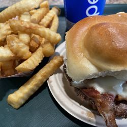 Bill Gray's - Ontario - Bacon cheeseburger with the works, a side of fries and a soda.