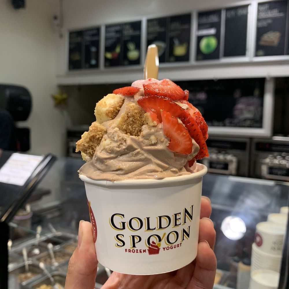 Chocolate malt with strawberry banana. Topped with strawberries and cheesecake bites Chocolate malt with strawberry banana. Topped with strawberries and cheesecake bites