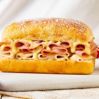 Earl of Sandwich - The ultimate mash-up of sweet & savory. Turkey, ham & Swiss on golden bread, topped with powdered sugar... - Salad Near Me - Santee, California Earl of Sandwich - The ultimate mash-up of sweet & savory. Turkey, ham & Swiss on golden bread, topped with powdered sugar... - Salad Near Me - Santee, California