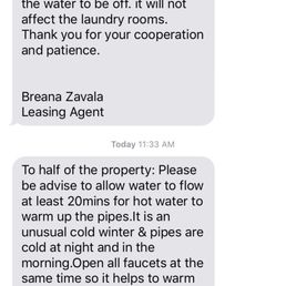 They said to run water for 20 min but no water comes out at all. Water was shut off this morning. They said to run water for 20 min but no water comes out at all. Water was shut off this morning.