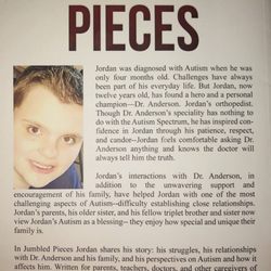Anderson David J MD - The back of Jordans book he wrote at age 11.