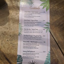 Cocktail menu Cocktail menu