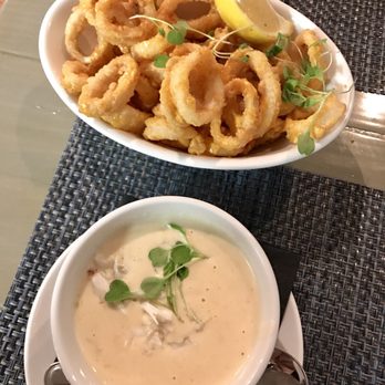Off the Hook - Roasted corn & jalapeño crab bisque + buttermilk battered calamari - Seafood Near Me - Bethany Beach, Delaware