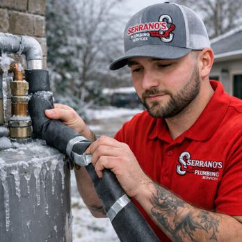 Serrano's Plumbing Services - Freeze protection on an exterior water line--insulated and secured to help prevent frozen pipes. - Water Heater Installation/Repair Near Me - Tickfaw, Louisiana Serrano's Plumbing Services - Freeze protection on an exterior water line--insulated and secured to help prevent frozen pipes. - Water Heater Installation/Repair Near Me - Tickfaw, Louisiana