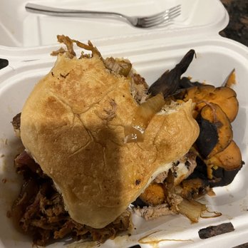 Goodstuff Eats - a pulled pork sandwich in a styrofoam container - Barbeque Near Me - Highland Park, Illinois