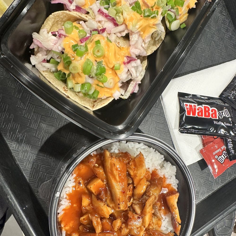 Trio tacos & Sweet & Spicy Chicken Bowl Trio tacos & Sweet & Spicy Chicken Bowl