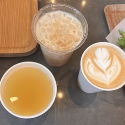 Left to Right: Yuzu Tea, Iced Caramel Latte, Vanilla Latte Left to Right: Yuzu Tea, Iced Caramel Latte, Vanilla Latte