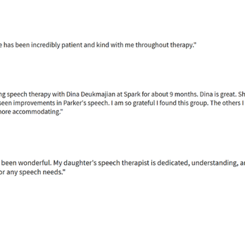 Spark Therapy Collective - These are anonymous reviews from our WebMD page. - Speech Therapists Near Me - Burbank, California Spark Therapy Collective - These are anonymous reviews from our WebMD page. - Speech Therapists Near Me - Burbank, California