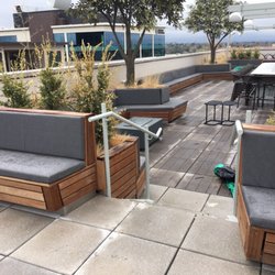 Cushion World - Custom cushions for built in seating at the Halcyon Hotel roof top bar in Cherry Creek, Denver.