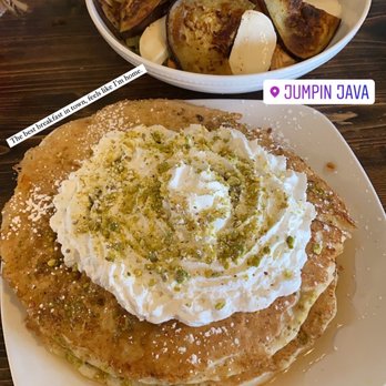 Jumpin Java - Orange Blossom Pistachio Pancakes & Sicily Harvest Salad - Breakfast & Brunch Near Me - Studio City, California