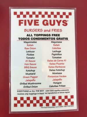 Menu photo 2 Five Guys San Antonio, TX