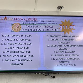 Aroma Pizza & Pasta - 14  Lunch Special options.... Good luck choosing - Pizza Near Me - Lake Forest, California
