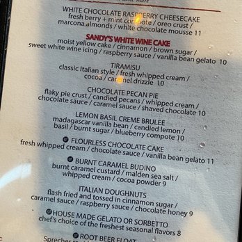 VAI's Italian Inspired- Kitchen + Bar - Dessert Menu - Italian Near Me - Naperville, Illinois