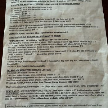 Jimmy's Diner - Menu 4/26 - Diners Near Me - Indianapolis, Indiana