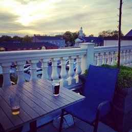 Sunset view from the rooftop dining area.