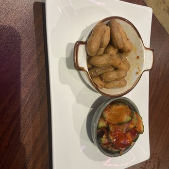 Salt Smokehouse - Gochujang boiled peanuts and cucumber mint salad - Barbeque Near Me - Huntsville, Alabama Salt Smokehouse - Gochujang boiled peanuts and cucumber mint salad - Barbeque Near Me - Huntsville, Alabama