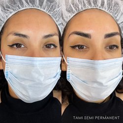 Tami's Semi-Permanent Makeup - Microblading eyebrows immediately before and after