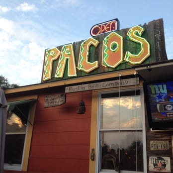 Paco's Tacos - Paco's sign from the courtyard - Mexican Near Me - Austin, Texas