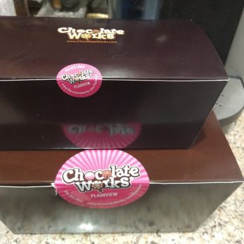 Chocolate Works - Plainview - small boxes with stickers - Chocolatiers & Shops Near Me - Plainview, New York