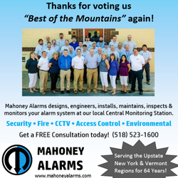 Mahoney Alarms - Thanks for voting us Best of the Mountains 5 Years Steady!