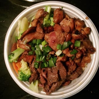 Flame Broiler - The works bowl. It was a bowl of half brown rice, half veggies, steak and chicken. - Korean Near Me - Jacksonville, Florida Flame Broiler - The works bowl. It was a bowl of half brown rice, half veggies, steak and chicken. - Korean Near Me - Jacksonville, Florida