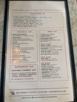 Menu photo 1 Pizzeria Republica Los Angeles, CA