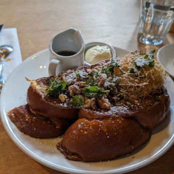Lola - French toast was delicious and they had what I assume are fried rice noodles in a little nest to the right that was delicious. - Greek Near Me - Seattle, Washington Lola - French toast was delicious and they had what I assume are fried rice noodles in a little nest to the right that was delicious. - Greek Near Me - Seattle, Washington
