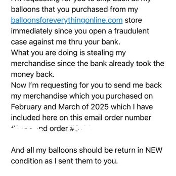 Balloons for Everything - Accusation to paying customer of stealing and lying. - Balloon Services Near Me - Chicago, Illinois Balloons for Everything - Accusation to paying customer of stealing and lying. - Balloon Services Near Me - Chicago, Illinois