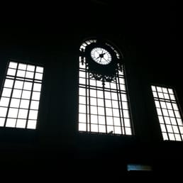 From inside the waiting room, love the clock with the daylight shining through.