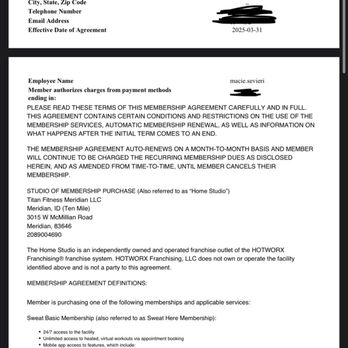 HOTWORX - Meridian, ID - Ten Mile - The membership agreement I never saw or signed - Yoga Near Me - Meridian, Idaho HOTWORX - Meridian, ID - Ten Mile - The membership agreement I never saw or signed - Yoga Near Me - Meridian, Idaho