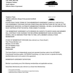 HOTWORX - Meridian, ID - Ten Mile - The membership agreement I never saw or signed
