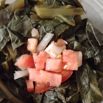 Soul To Go - a bowl of greens and tomatoes - Soul Food Near Me - Columbus, Ohio Soul To Go - a bowl of greens and tomatoes - Soul Food Near Me - Columbus, Ohio