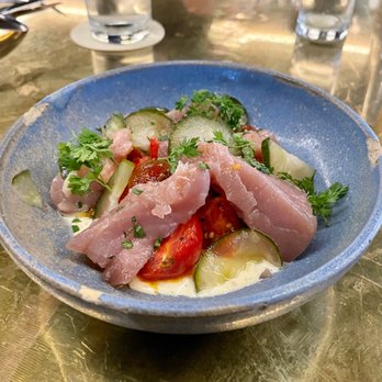 Squable - Albacore Tuna (w/ tomatoes and sauce gribiche) - Modern European Near Me - Houston, Texas
