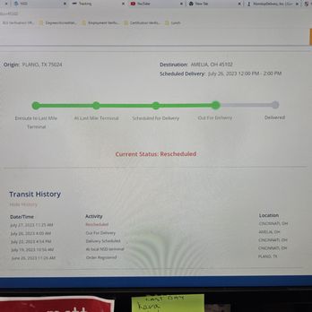 NSD - Photo of where they listed the wrong delivery time. Also notice the time stamp on the "rescheduled delivery" it happen after I called. - Couriers & Delivery Services Near Me NSD - Photo of where they listed the wrong delivery time. Also notice the time stamp on the "rescheduled delivery" it happen after I called. - Couriers & Delivery Services Near Me