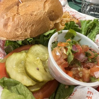 Cherry Cricket - Cherry Creek - Build your own Little Cricket Burger with pico, bacon, American cheese, crispy onion strings and a fried egg - Burgers Near Me - Denver, Colorado
