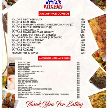 Attia's Kitchen - Menu of Attia's Kitchen @ Gulf Lounge - African Near Me - Silver Spring, Maryland Attia's Kitchen - Menu of Attia's Kitchen @ Gulf Lounge - African Near Me - Silver Spring, Maryland