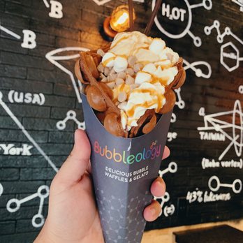 Bubbleology - Fudge-alicious Cocoa Waffle, Salted Caramel gelato, Caramel chips, Whipped Cream, Marshmallows, Caramel Sauce. - Bubble Tea Near Me - Clinton Township, Michigan Bubbleology - Fudge-alicious Cocoa Waffle, Salted Caramel gelato, Caramel chips, Whipped Cream, Marshmallows, Caramel Sauce. - Bubble Tea Near Me - Clinton Township, Michigan