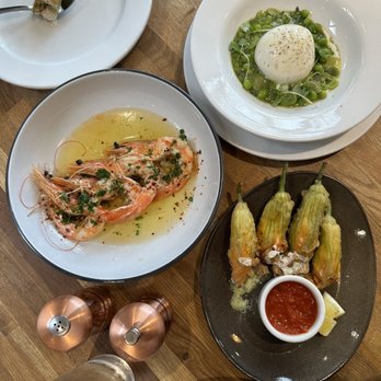 OSTE - Gamberoni All'Aglio , BURRATA AL PESTO , FIORI DI ZUCCA - Italian Near Me - Los Angeles, California