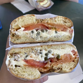 Barry's Espresso Bakery & Deli - Lox and Cream Cheese on bialy - Bakeries Near Me - Eugene, Oregon