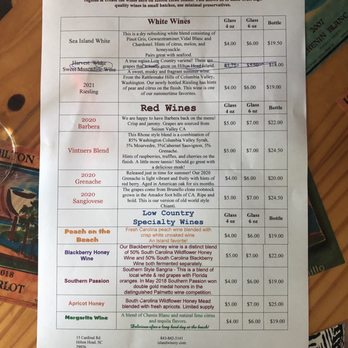 Island Winery - Wine tasting list (pick 6) - Wineries Near Me - Hilton Head Island, South Carolina Island Winery - Wine tasting list (pick 6) - Wineries Near Me - Hilton Head Island, South Carolina